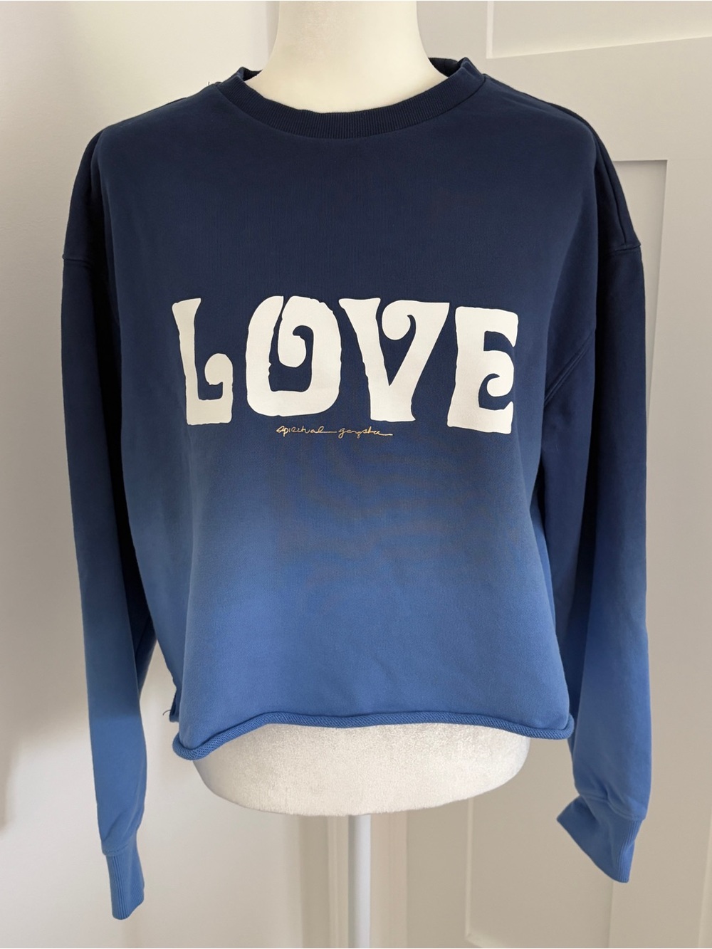 NWOT Spiritual Gangster LOVE Ombre Sweatshirt Blue Crewneck Pullover Sz L*V14